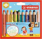 Buntstift, Wasserfarbe & Wachsmalkreide - STABILO woody 3 in 1,  10er Pack